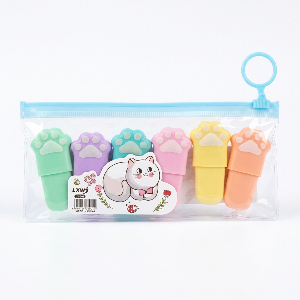 Mini resaltadores patita de gato x6
