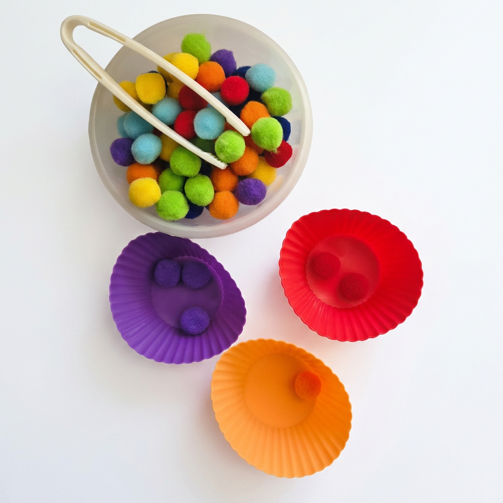 Juego de motricidad fina (pompones)